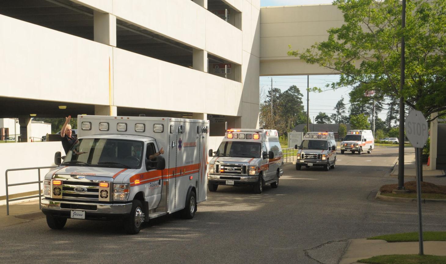First responders give rolling salute to local health care workers